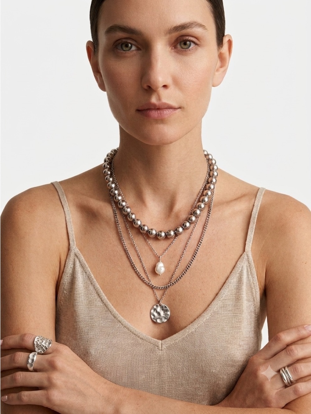 Sterling Silver Chunky Bead Ball Necklace